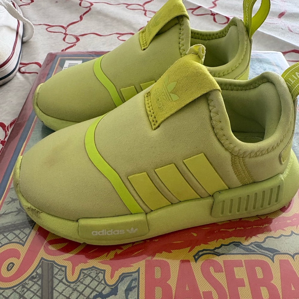 Adidas Kids Neon Green Slip-On Sneakers